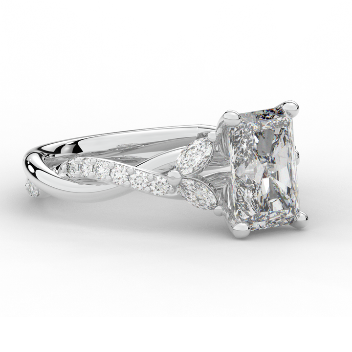 2.40CT.TW RADIANT LAB DIAMOND TWIST BAND ENGAGEMENT RING - Nazarelle