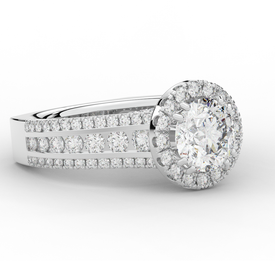 2.90CT.TW ROUND LAB DIAMOND HALO ENGAGEMENT RING - Nazarelle