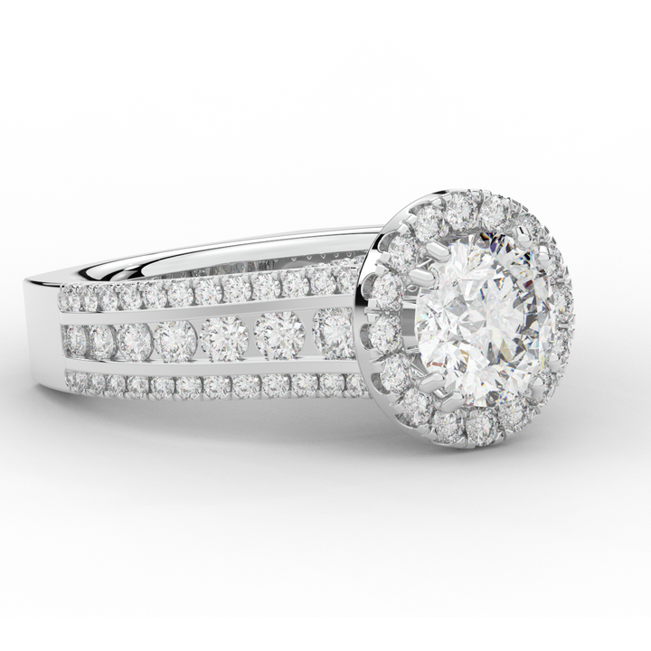 2.90CT.TW ROUND LAB DIAMOND HALO ENGAGEMENT RING - Nazarelle