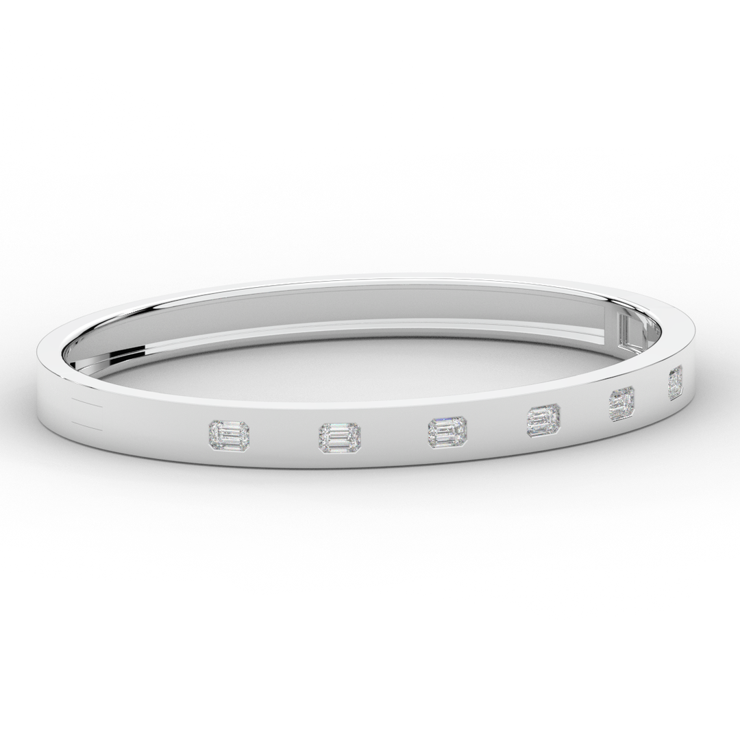 1.25CT.TW ROUND LAB DIAMOND BEZEL SET BANGLE - Nazarelle