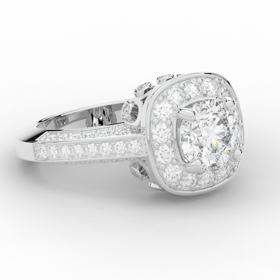 1.50CT.TW ROUND LAB DIAMOND HALO ENGAGEMENT RING - Nazarelle