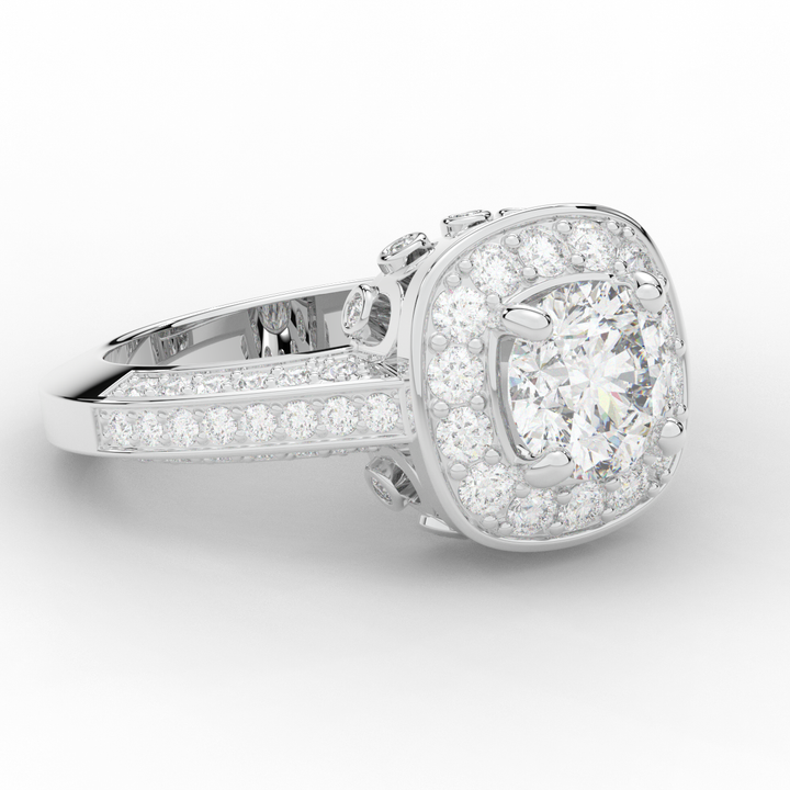 1.50CT.TW ROUND LAB DIAMOND HALO ENGAGEMENT RING - Nazarelle