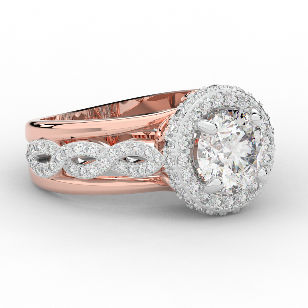 2.85CT.TW ROUND LAB DIAMOND HALO TWO TONE ENGAGEMENT RING - Nazarelle