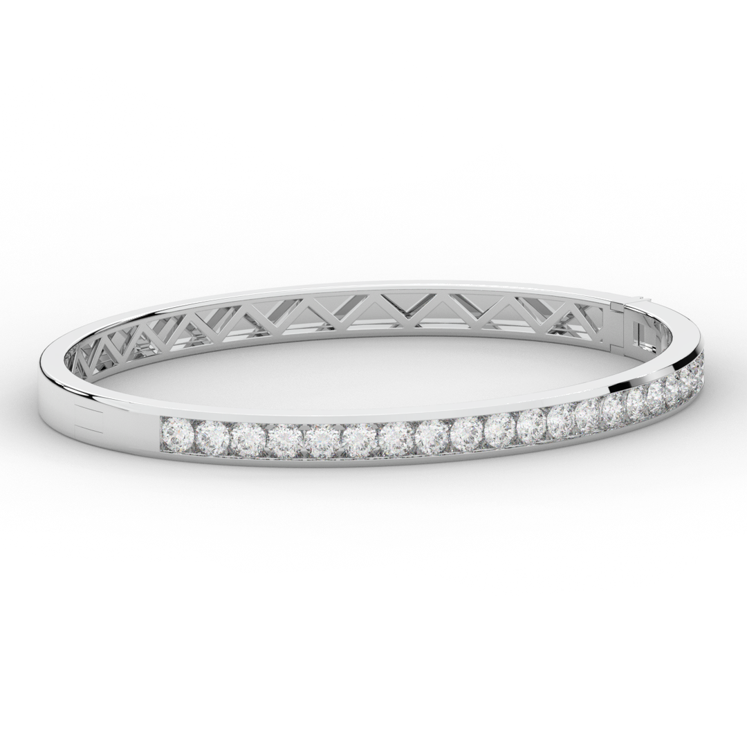 2.75CT.TW ROUND LAB CHANNEL SET DIAMOND BANGLE - Nazarelle