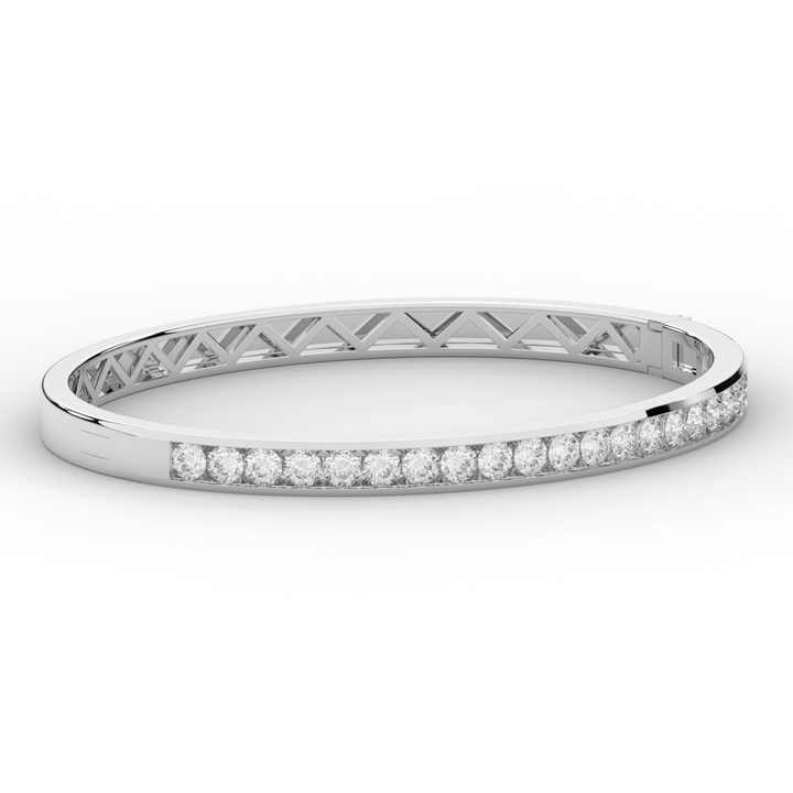 2.75CT.TW ROUND LAB CHANNEL SET DIAMOND BANGLE - Nazarelle