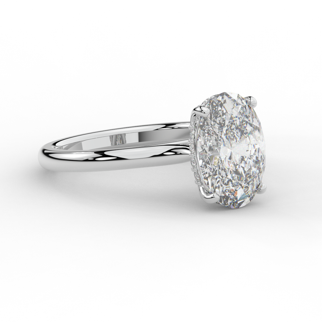 2.05CT.TW OVAL LAB DIAMOND UNDERHALO ENGAGEMENT RING - Nazarelle