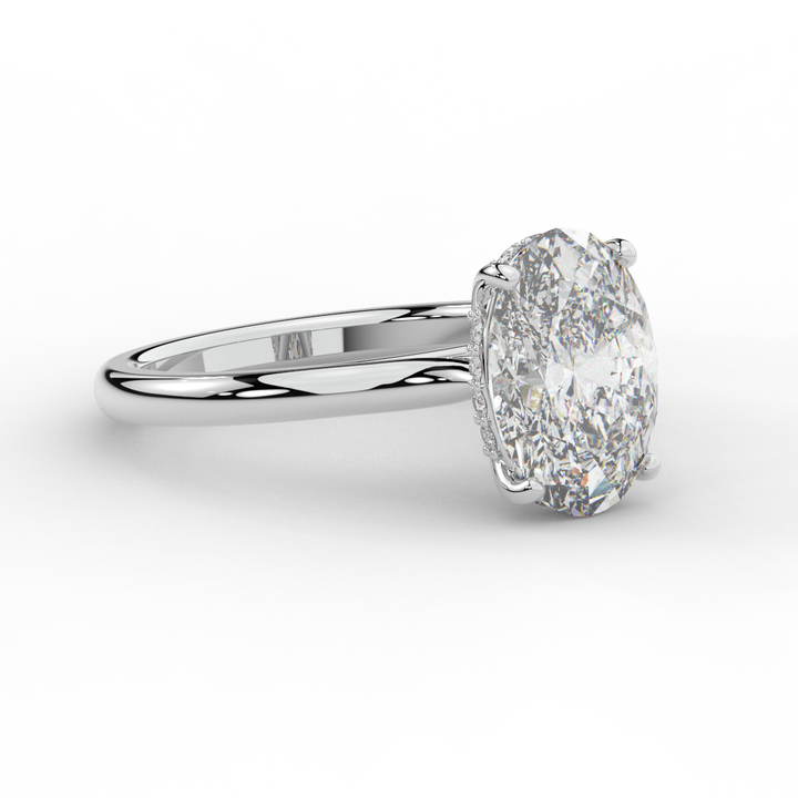 2.05CT.TW OVAL LAB DIAMOND UNDERHALO ENGAGEMENT RING - Nazarelle