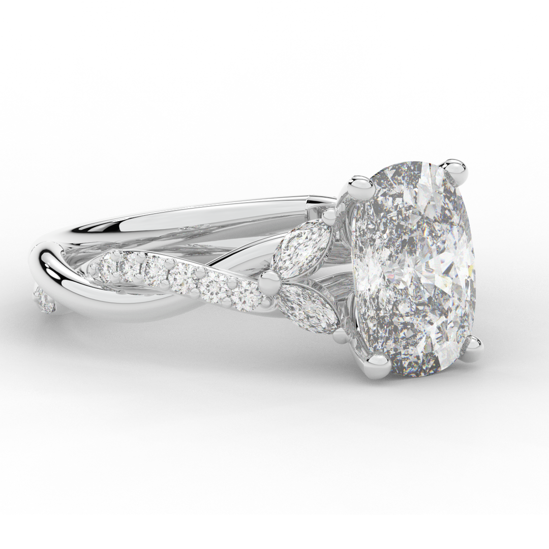 2.40CT.TW CUSHION LAB DIAMOND TWIST BAND ENGAGEMENT RING - Nazarelle