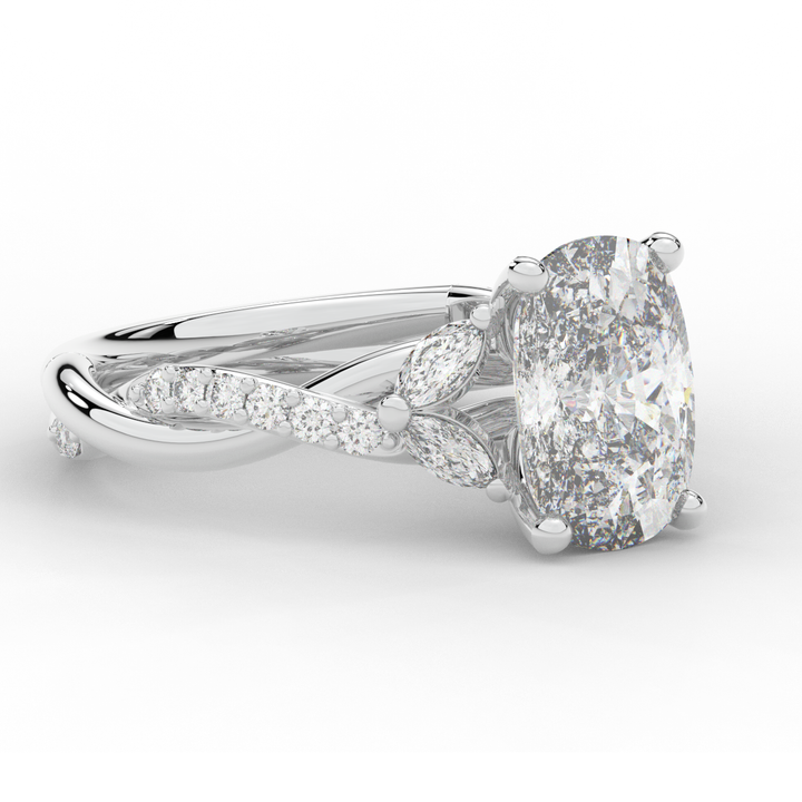2.40CT.TW CUSHION LAB DIAMOND TWIST BAND ENGAGEMENT RING - Nazarelle