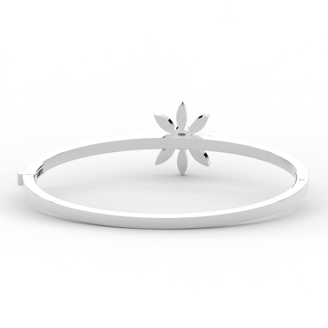 0.40CT.TW ROUND LAB BEZEL AND PRONG SET FLOWER DIAMOND BANGLE - Nazarelle