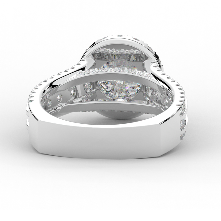 2.90CT.TW ROUND LAB DIAMOND HALO ENGAGEMENT RING - Nazarelle
