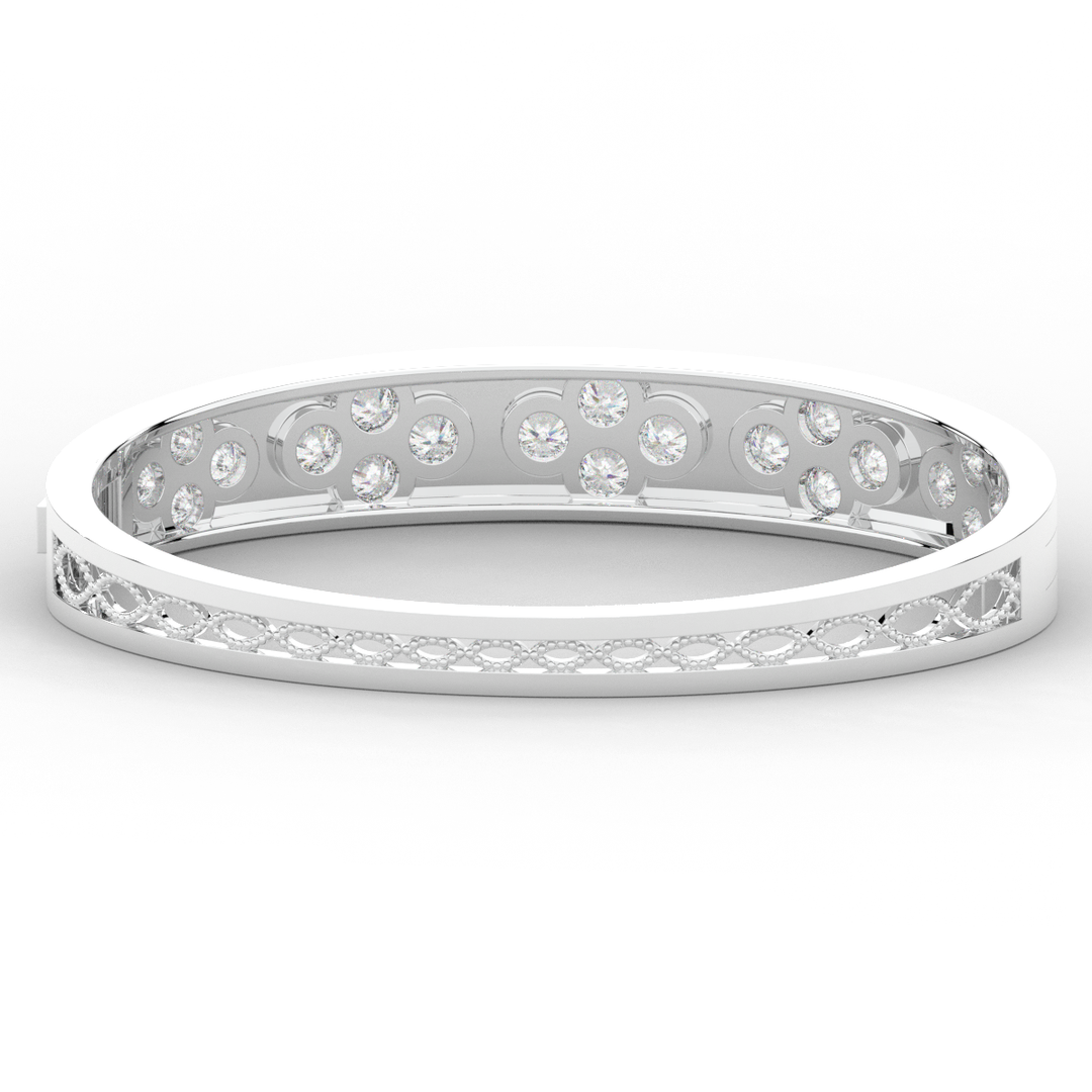 4.10CT.TW ROUND LAB DIAMOND BEZEL SET BANGLE - Nazarelle