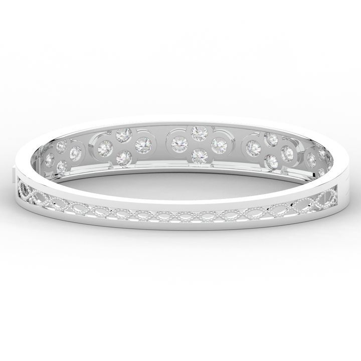 4.10CT.TW ROUND LAB DIAMOND BEZEL SET BANGLE - Nazarelle