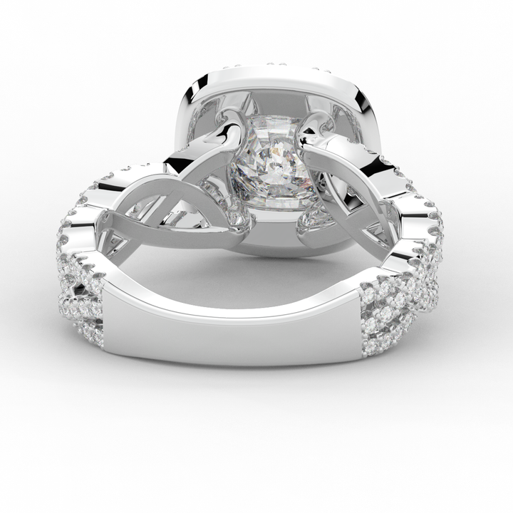 2.70CT.TW CUSHION LAB DIAMOND HALO TRIPLE TWIST ENGAGEMENT RING - Nazarelle