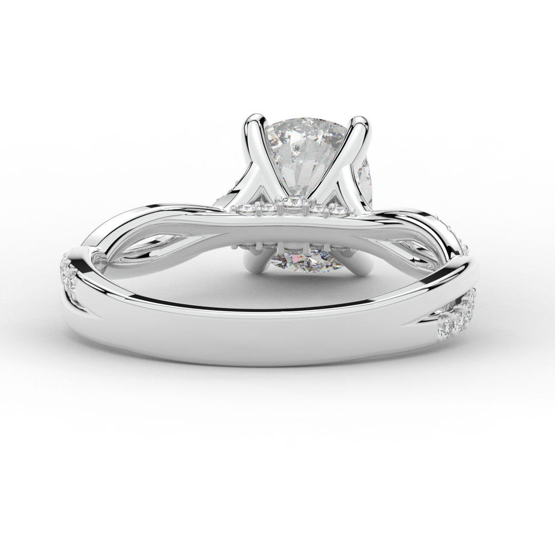 1.70CT.TW CUSHION LAB DIAMOND TWIST BAND ENGAGEMENT RING - Nazarelle