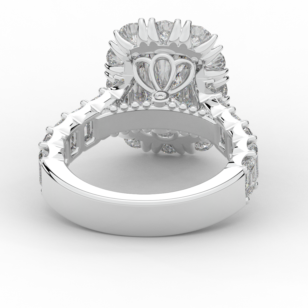 6.00CT.TW RADIANT LAB DIAMOND HALO ENGAGEMENT RING - Nazarelle