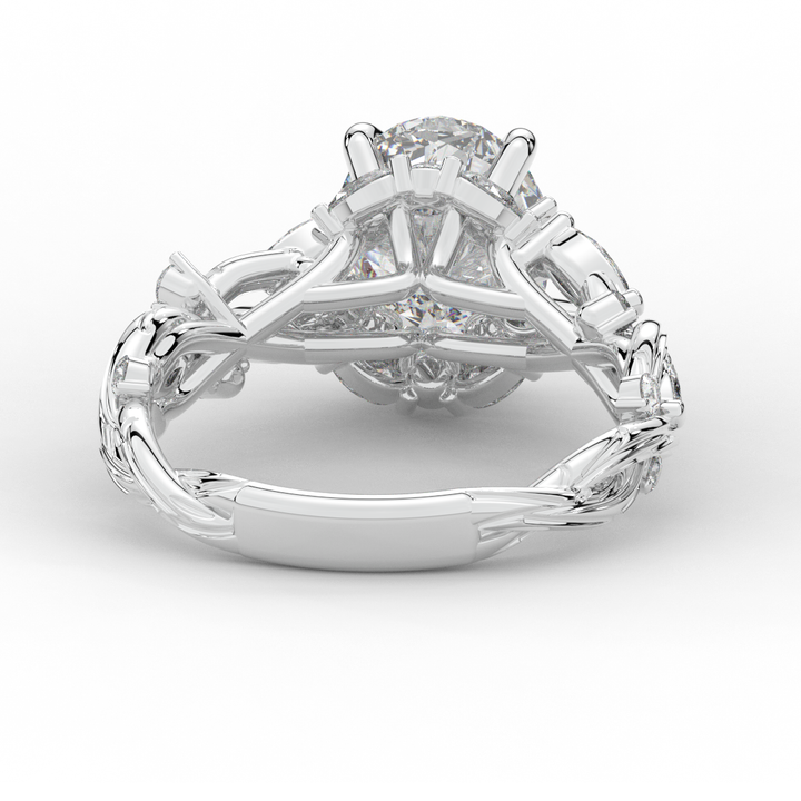 2.60CT.TW OVAL LAB DIAMOND STYLIZED VINE AND TREE BARK FINISH ENGAGEMENT RING - Nazarelle