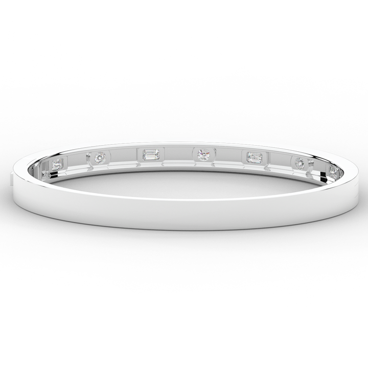 1.00CT.TW ROUND AND EMERALD CUT LAB DIAMOND BEZEL SET BANGLE - Nazarelle