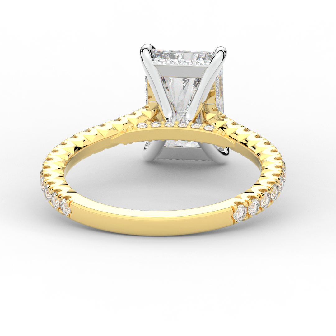 3.50CT.TW RADIANT LAB DIAMOND UNDERHALO SOLITAIRE TWO TONE ENGAGEMENT RING - Nazarelle