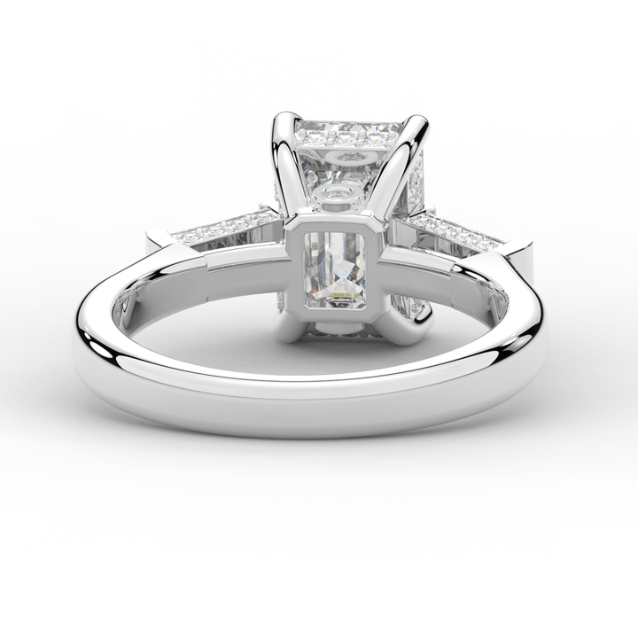 3.45CT.TW EMERALD CUT LAB DIAMOND 3 STONE ENGAGEMENT RING - Nazarelle