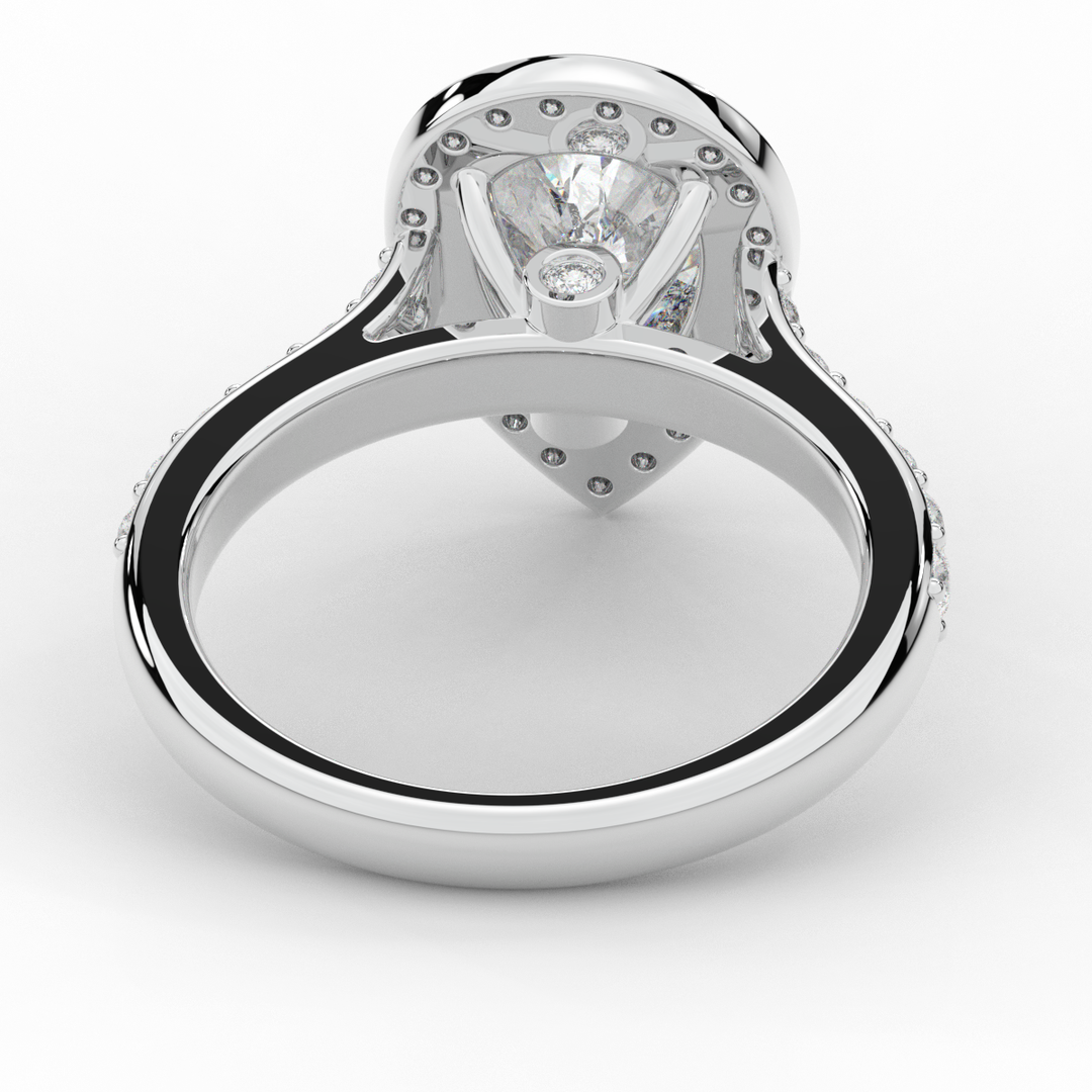2.50CT.TW PEAR LAB DIAMOND HALO ENGAGEMENT RING - Nazarelle