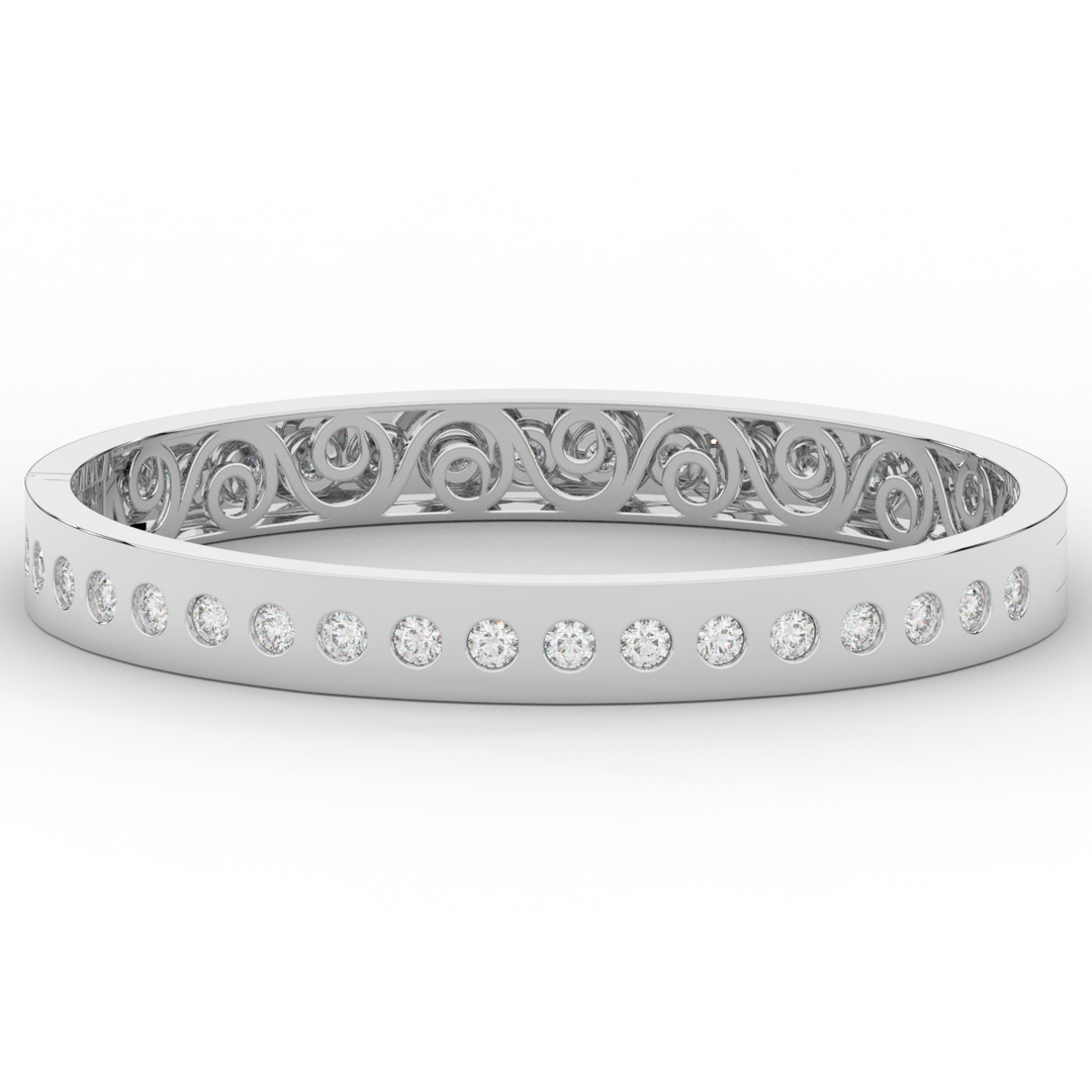 4.50CT.TW ROUND LAB DIAMOND ETERNITY BEZEL SET BANGLE - Nazarelle