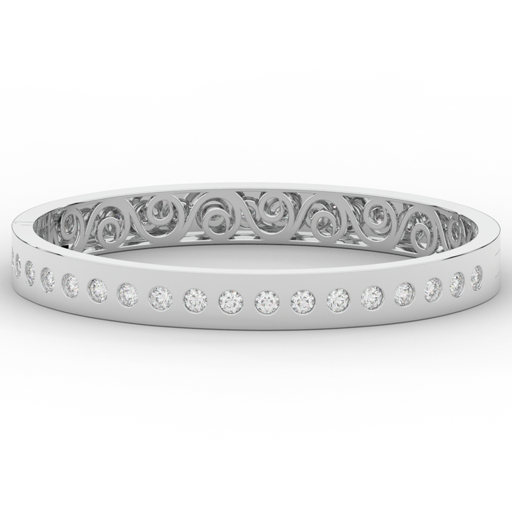 4.50CT.TW ROUND LAB DIAMOND ETERNITY BEZEL SET BANGLE - Nazarelle