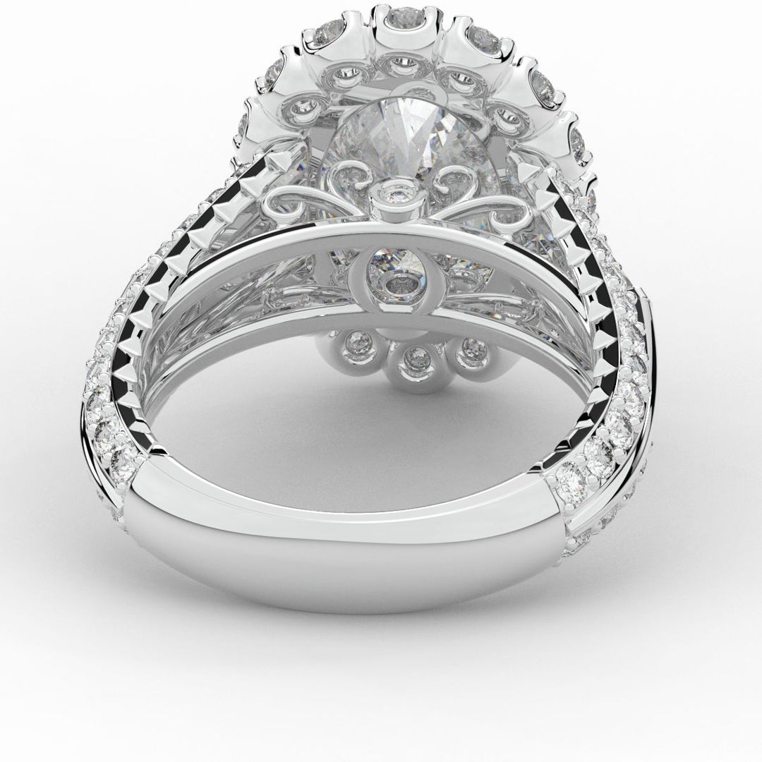 5.75CT.TW OVAL LAB DIAMOND HALO ENGAGEMENT RING - Nazarelle