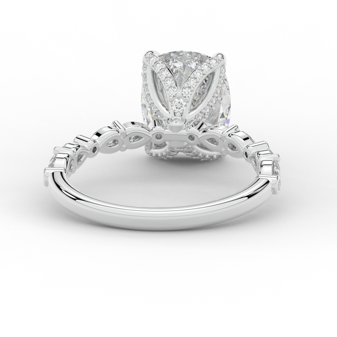 3.60CT.TW CUSHION LAB DIAMOND SOLITAIRE ENGAGEMENT RING - Nazarelle