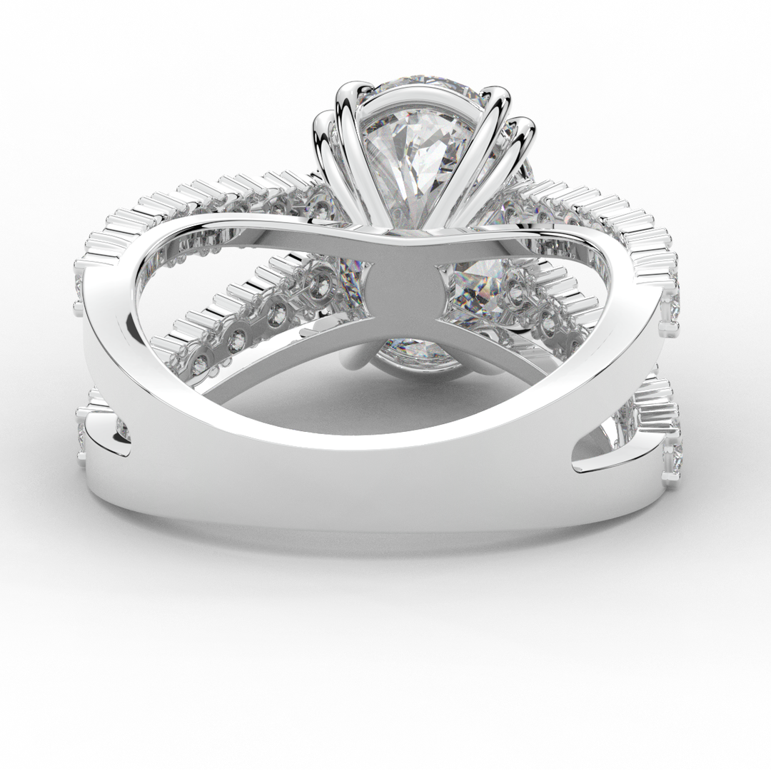 3.75CT.TW OVAL LAB DIAMOND SPLIT BAND ENGAGEMENT RING - Nazarelle