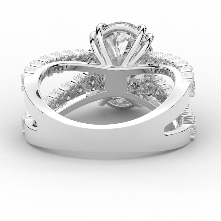 3.75CT.TW OVAL LAB DIAMOND SPLIT BAND ENGAGEMENT RING - Nazarelle