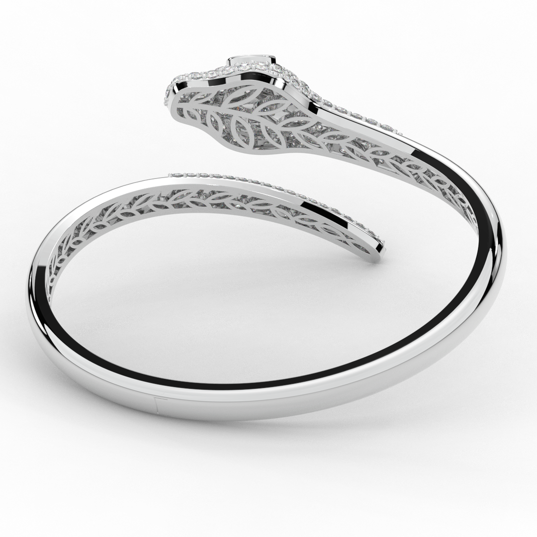 3.75CT.TW ROUND AND PEAR LAB DIAMOND SNAKE BANGLE - Nazarelle