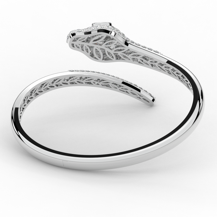 3.75CT.TW ROUND AND PEAR LAB DIAMOND SNAKE BANGLE - Nazarelle
