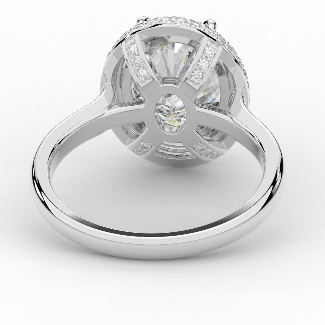 4.40CT.TW OVAL LAB DIAMOND HALO ENGAGEMENT RING - Nazarelle