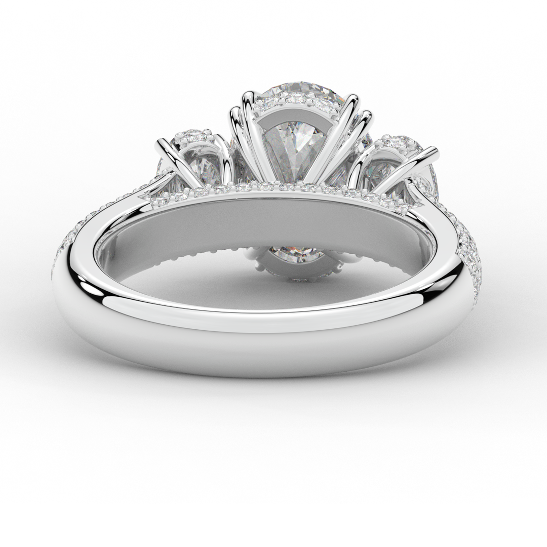 3.70CT.TW OVAL LAB DIAMOND 3 STONE ENGAGEMENT RING - Nazarelle
