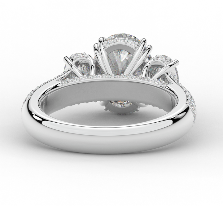 3.70CT.TW OVAL LAB DIAMOND 3 STONE ENGAGEMENT RING - Nazarelle