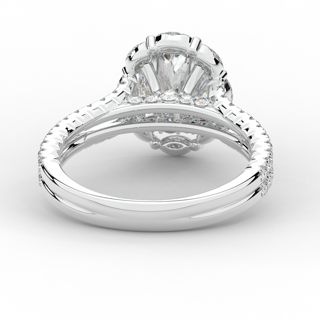 2.30CT.TW OVAL LAB DIAMOND HALO SPLIT SHANK ENGAGEMENT RING - Nazarelle