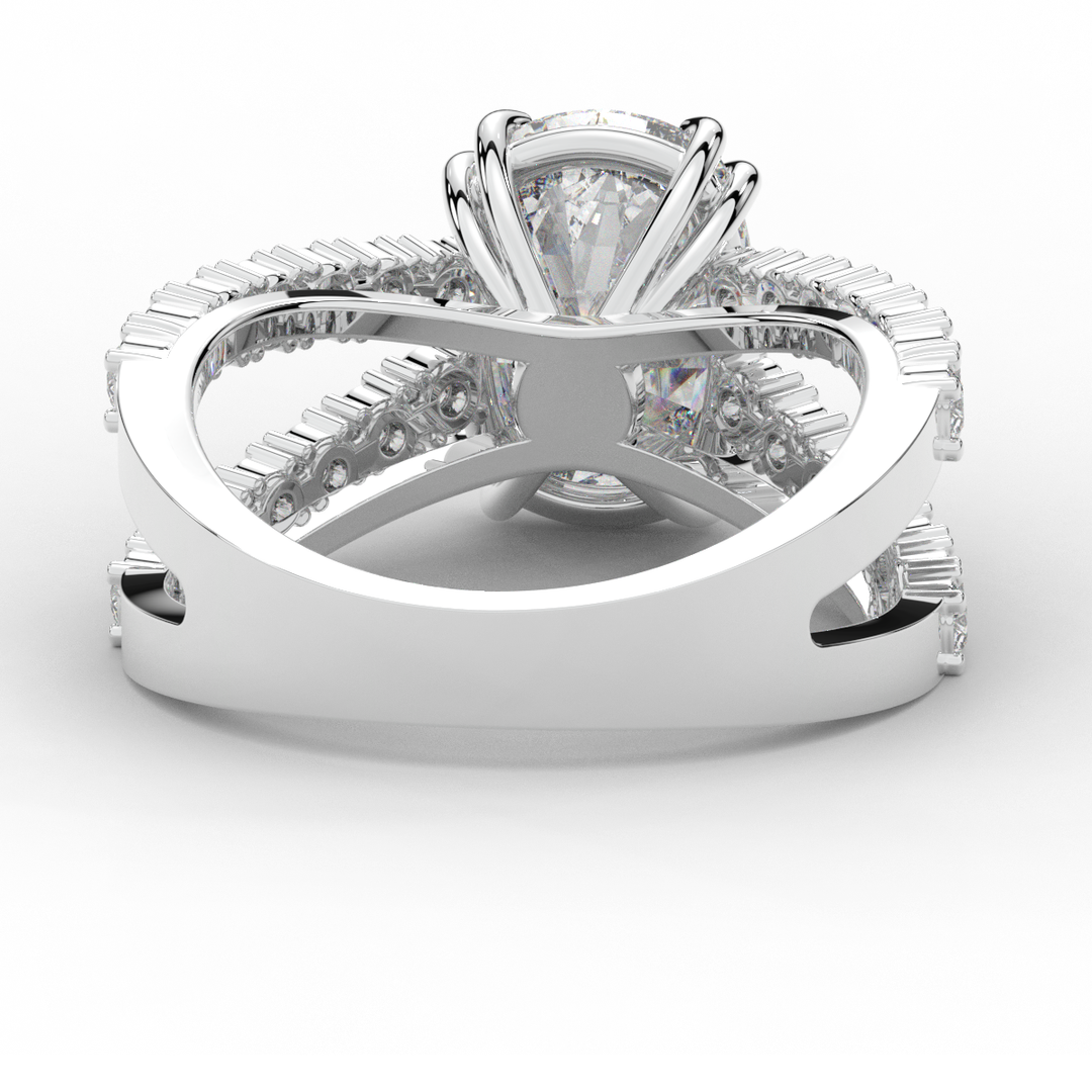 3.75CT.TW CUSHION LAB DIAMOND SPLIT BAND ENGAGEMENT RING - Nazarelle