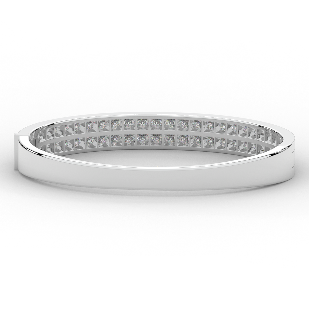 2.00CT.TW ROUND LAB TWO ROW DIAMOND BANGLE - Nazarelle