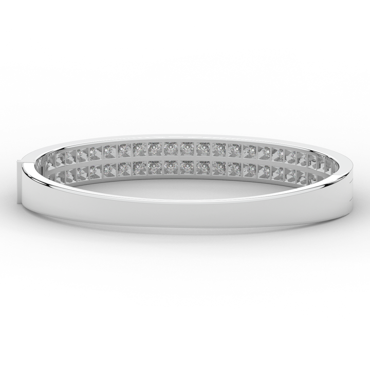 2.00CT.TW ROUND LAB TWO ROW DIAMOND BANGLE - Nazarelle