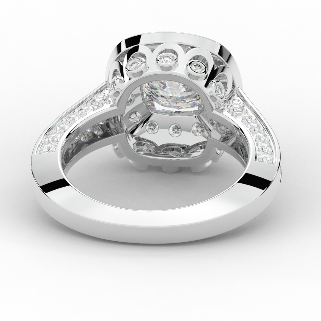 1.50CT.TW ROUND LAB DIAMOND HALO ENGAGEMENT RING - Nazarelle