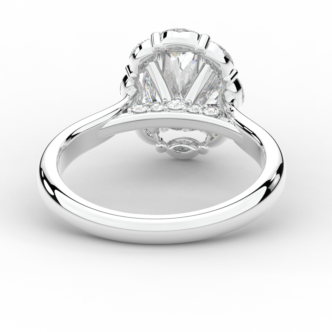 1.90CT.TW OVAL LAB DIAMOND HALO ENGAGEMENT RING - Nazarelle