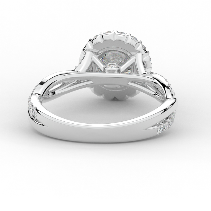1.35CT.TW ROUND LAB DIAMOND HALO TWIST BAND ENGAGEMENT RING - Nazarelle
