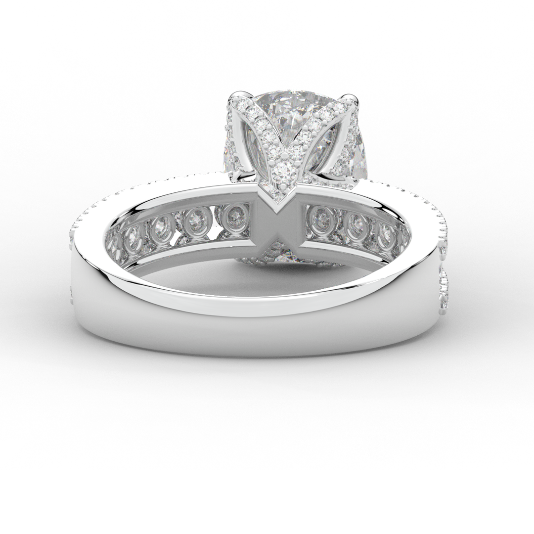 3.95CT.TW CUSHION LAB DIAMOND SOLITAIRE ENGAGEMENT RING - Nazarelle