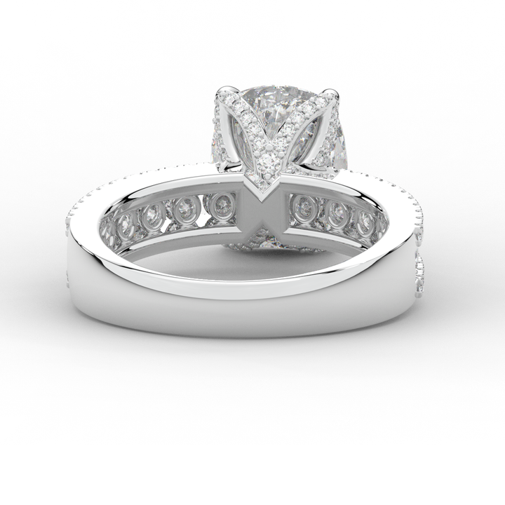 3.95CT.TW CUSHION LAB DIAMOND SOLITAIRE ENGAGEMENT RING - Nazarelle