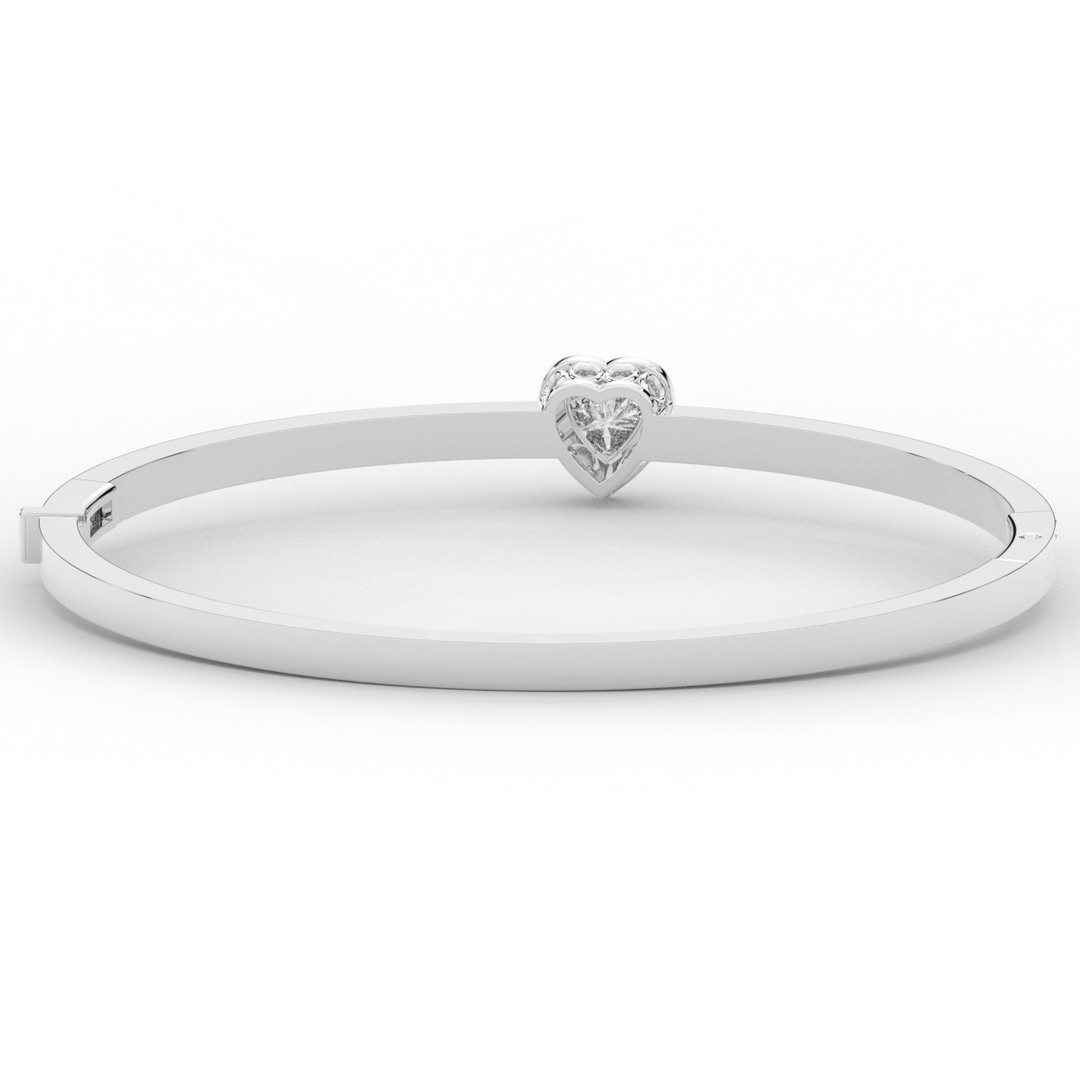 1.65CT.TW HEART AND ROUND LAB DIAMOND  BANGLE - Nazarelle