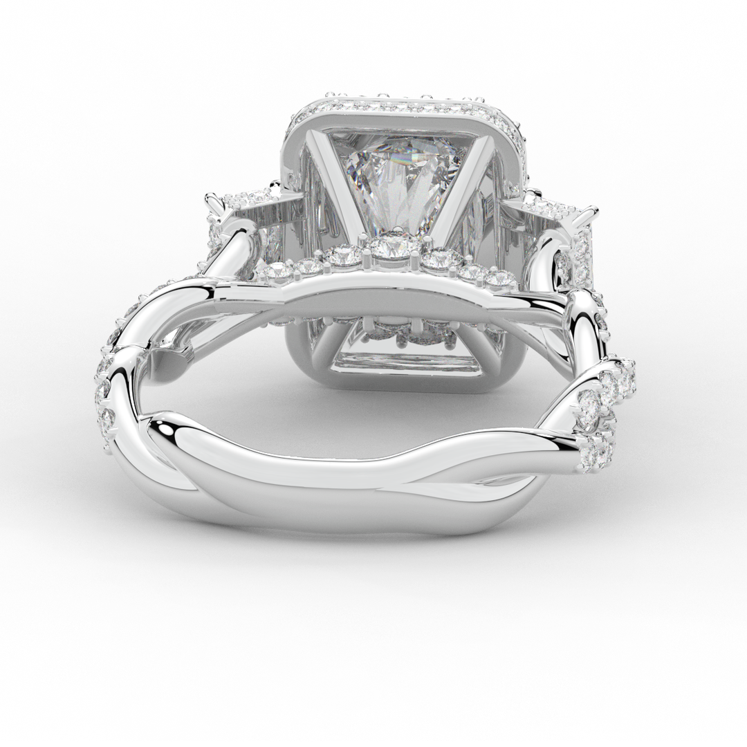 4.70CT.TW RADIANT LAB DIAMOND 3 STONE ENGAGEMENT RING - Nazarelle