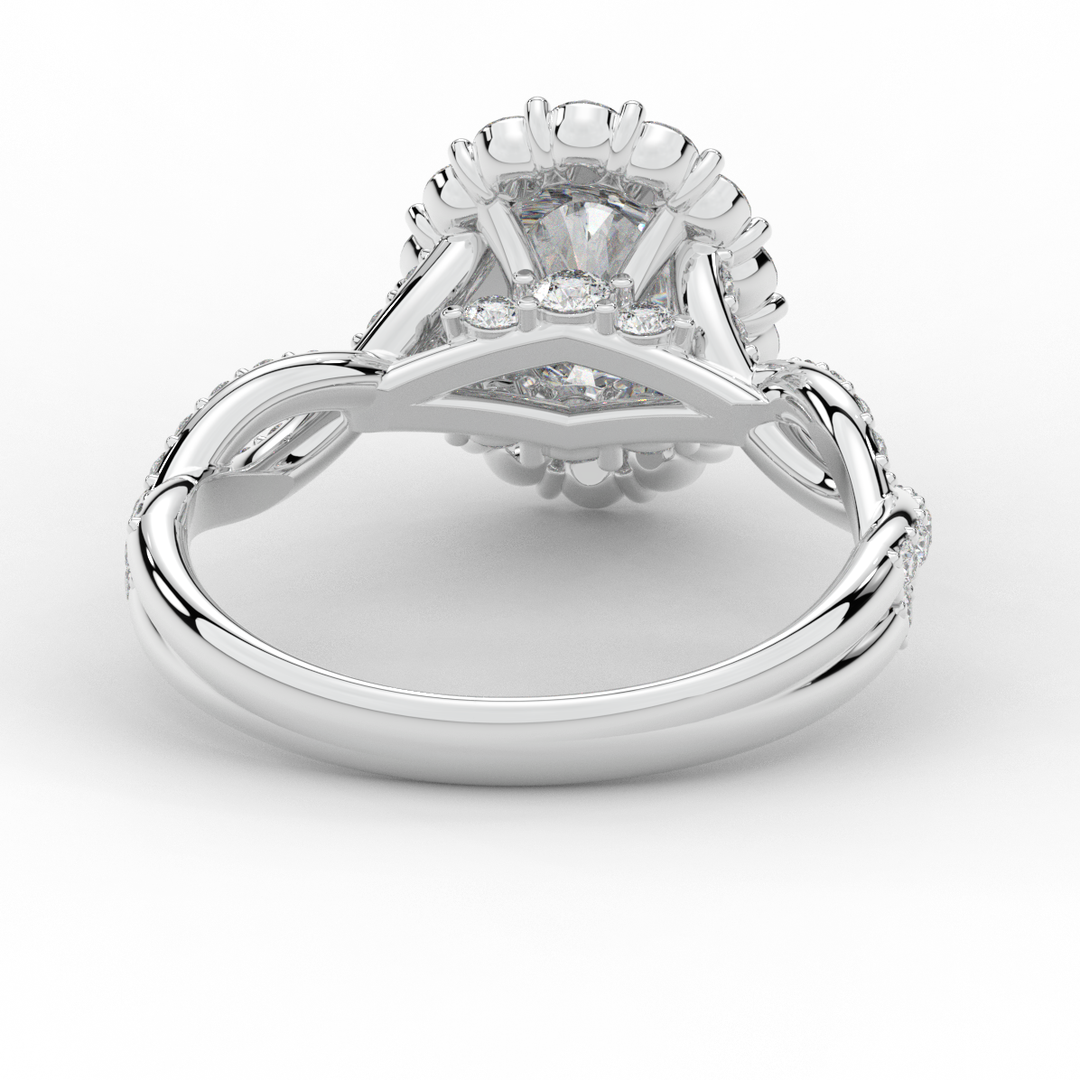 1.75CT.TW OVAL LAB DIAMOND HALO TWIST BAND ENGAGEMENT RING - Nazarelle