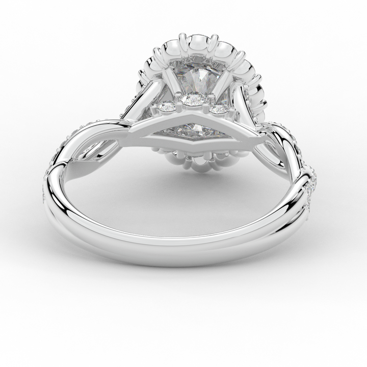 1.75CT.TW OVAL LAB DIAMOND HALO TWIST BAND ENGAGEMENT RING - Nazarelle
