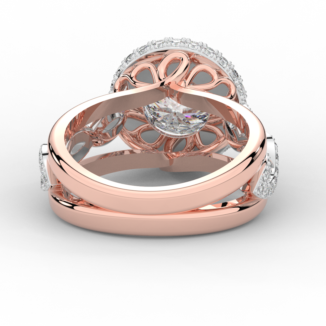 2.85CT.TW ROUND LAB DIAMOND HALO TWO TONE ENGAGEMENT RING - Nazarelle